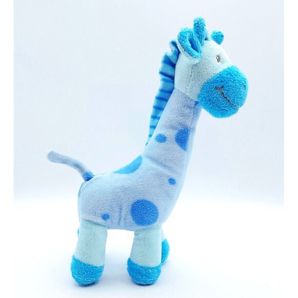 Gitzy Baby Plush Giraffe 10" Rattle Blue Stuffed Toy - Picture 3 of 4